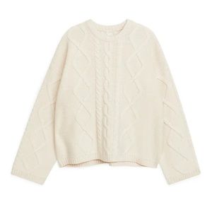 Arket Cable Knit Wool Jumper Natural